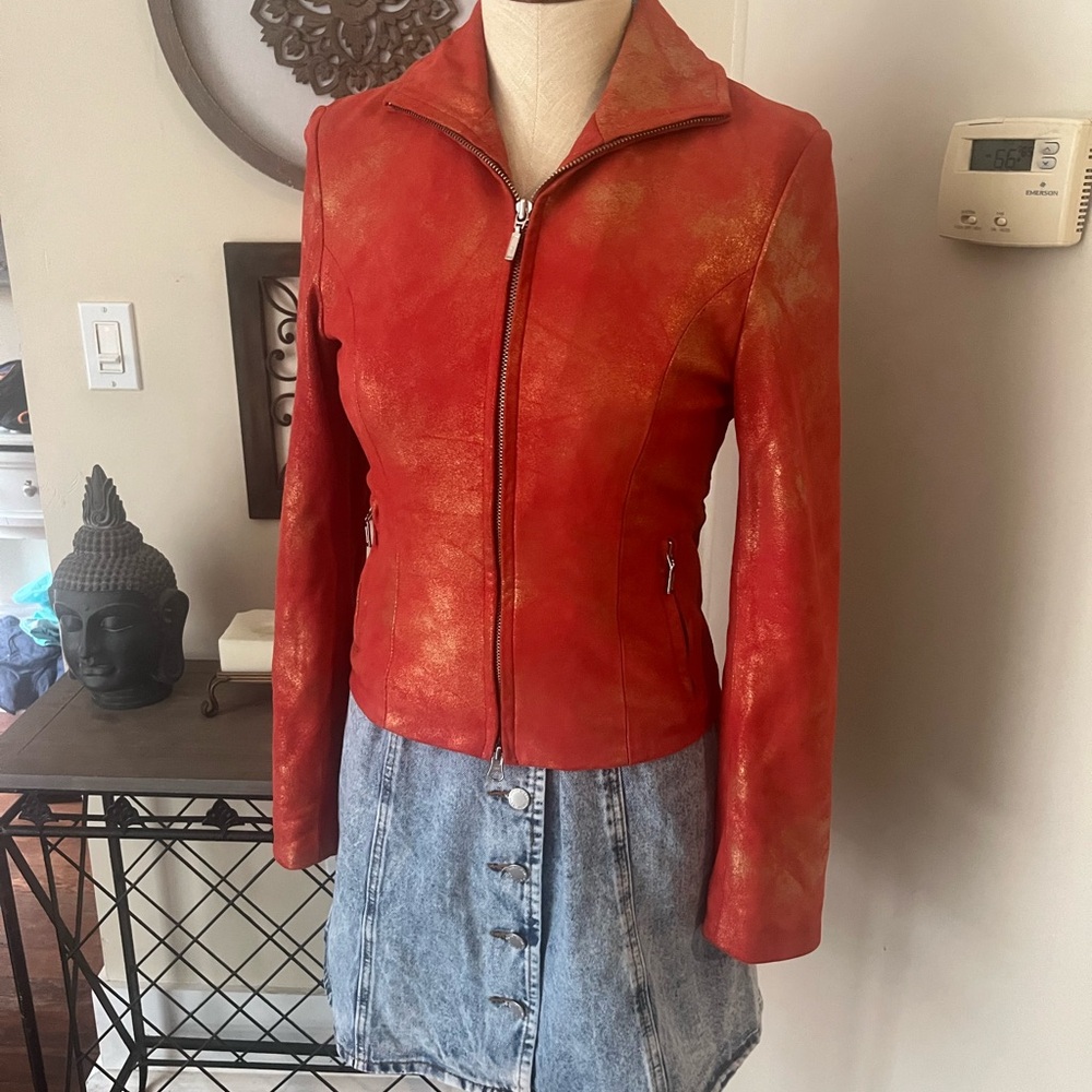 Encore Red and Gold Leather Jacket